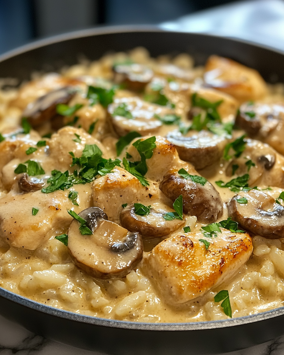 Creamy Mushroom Chicken Rice – Hearty and Satisfying Skillet Meal