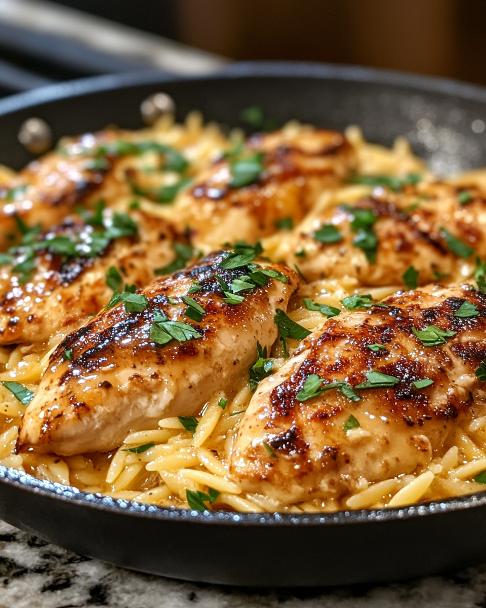 Garlic Butter Chicken Orzo – Rich and Comforting One-Pot Dinner