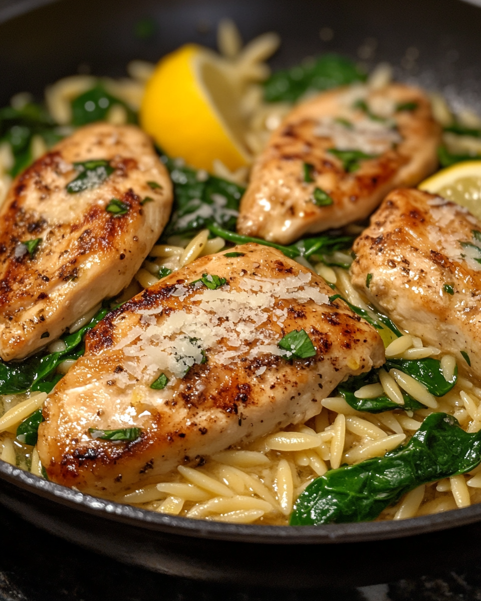 Lemon Spinach Chicken Orzo – Bright and Flavorful Weeknight Favorite