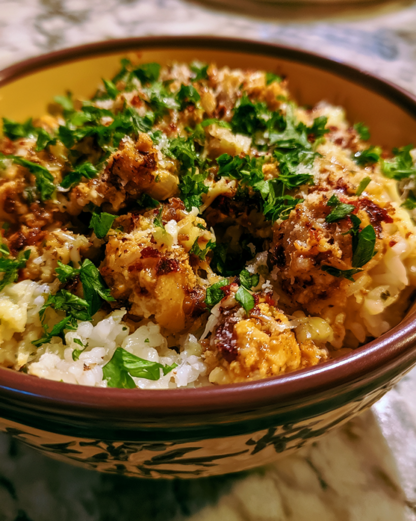 The current image has no alternative text. The file name is: madlok98_close_up_view_of_Ground_Chicken_Garlic_Parmesan_Bowl_2598871f-9567-43a5-8ae7-3eaae09c9e37_2.png